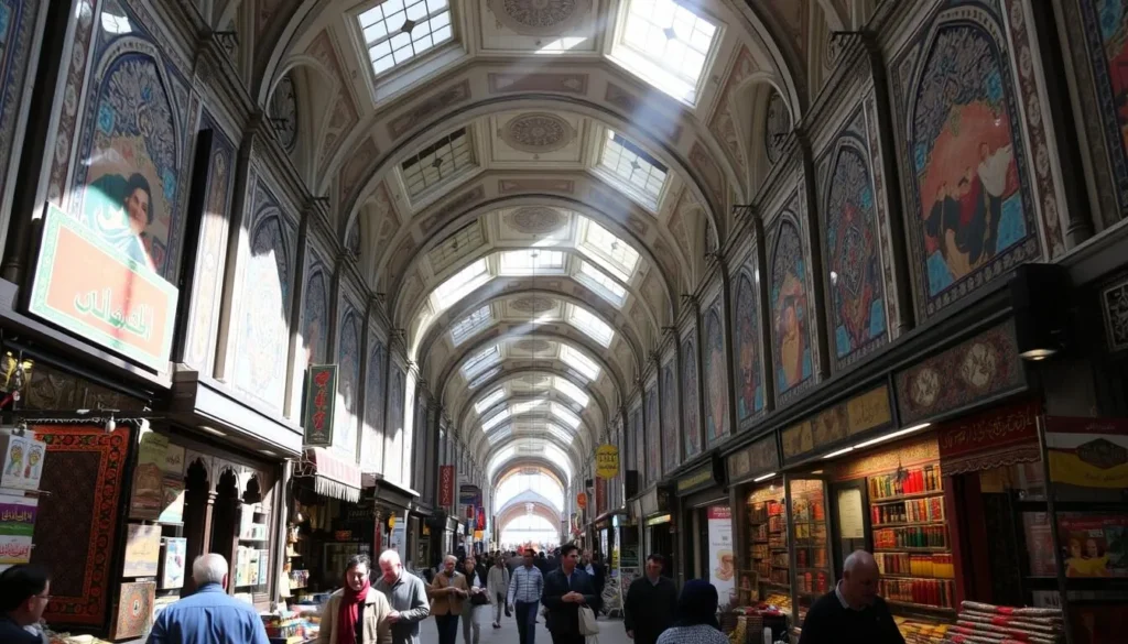 Bustling corridor in Tehran Grand Bazaar with colorful shops and merchants, popular things to do in Tehran Iran Bustling corridor in Tehran Grand Bazaar with colorful shops and merchants, popular things to do in Tehran Iran