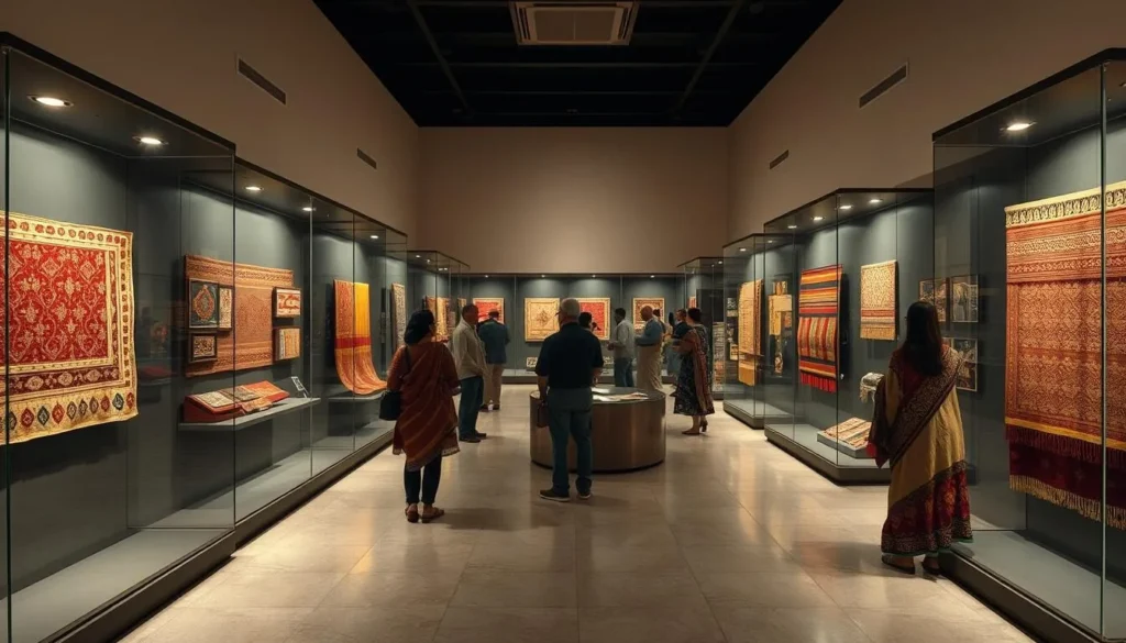 Calico Museum of Textiles in Ahmedabad displaying ancient textiles, embroidery, and traditional weaving techniques Calico Museum of Textiles in Ahmedabad displaying ancient textiles, embroidery, and traditional weaving techniques