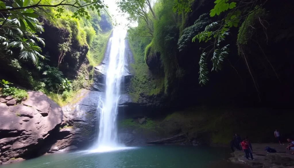 Casaroro Falls in Valencia with 100-foot waterfall cascading into a natural pool