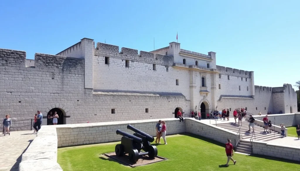 Castillo de San Marcos National Monument in St. Augustine, Florida with historic stone fortress walls Castillo de San Marcos National Monument in St. Augustine, Florida with historic stone fortress walls