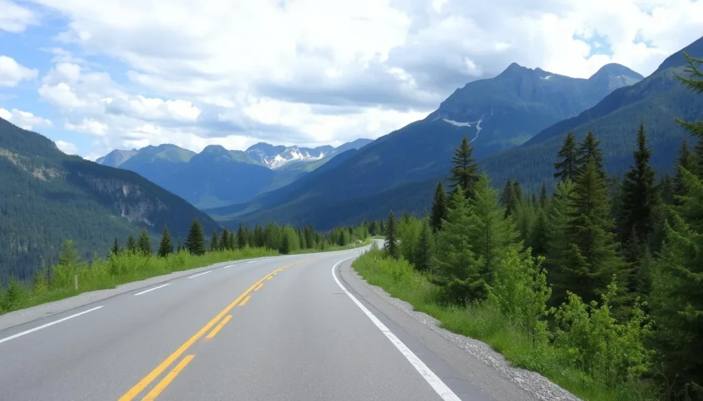 Chalus Road with scenic views of mountains and forests