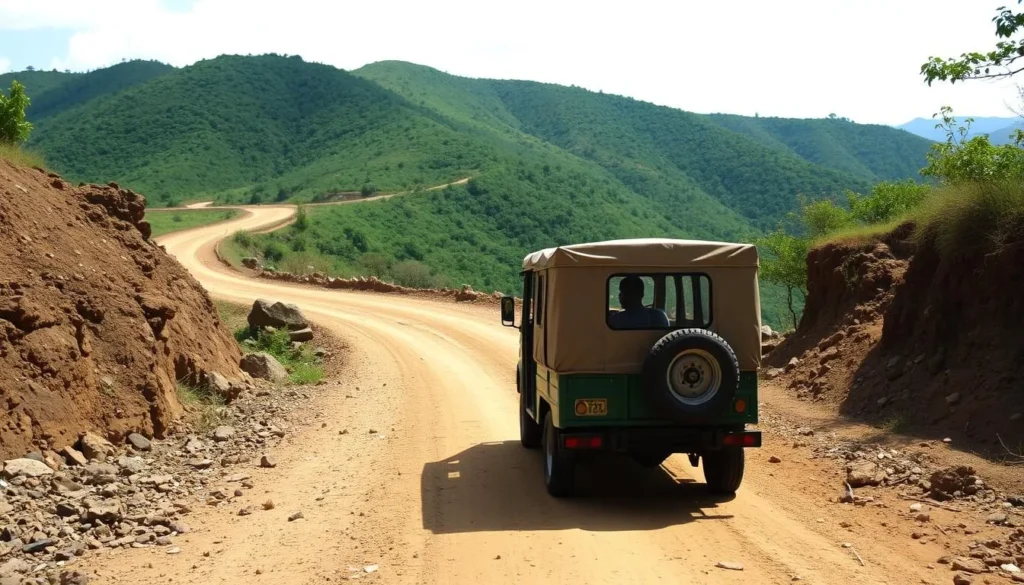 Chander Gari jeep on the road to Boga Lake, Bangladesh