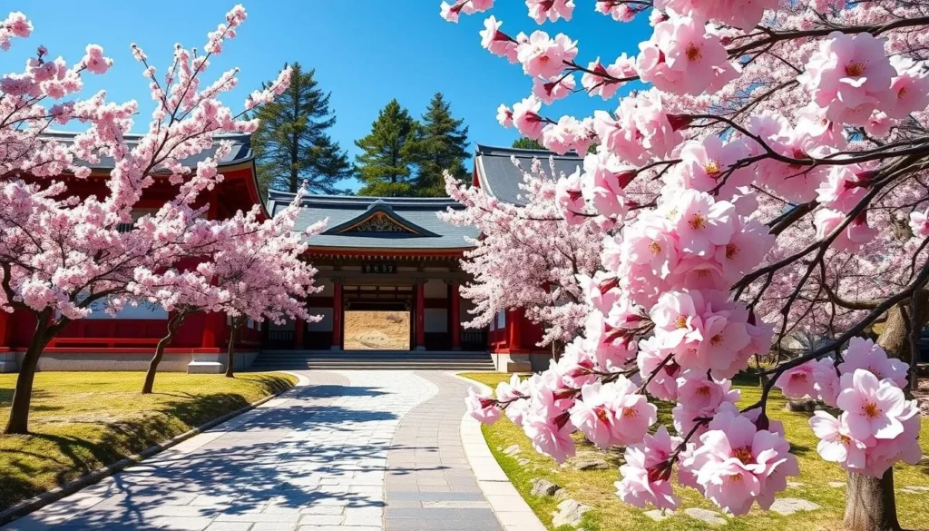 Cherry blossoms blooming along the path to Nikko's shrines in spring Cherry blossoms blooming along the path to Nikko's shrines in spring