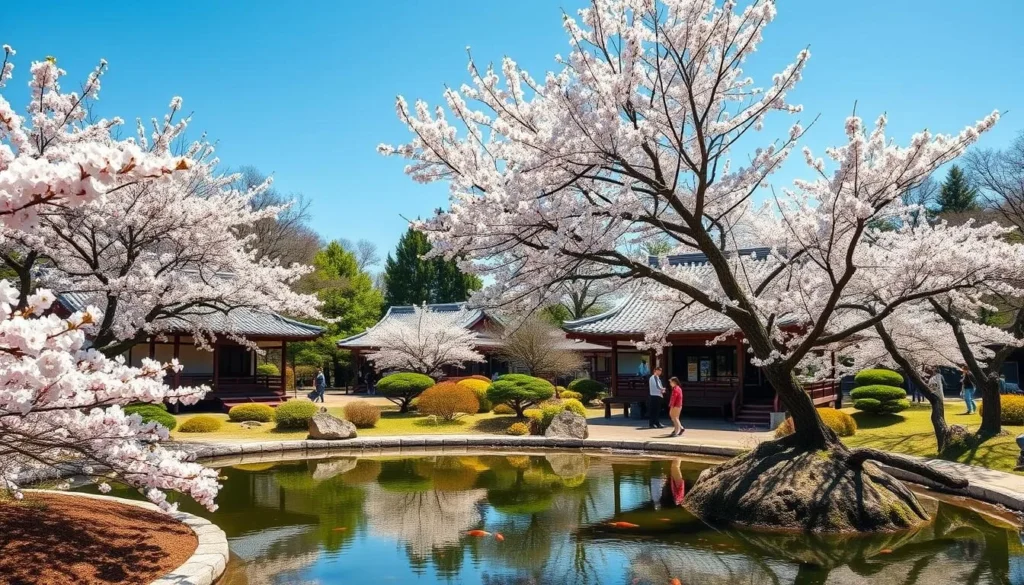Cherry blossoms in full bloom at Ritsurin Garden in Takamatsu during spring Cherry blossoms in full bloom at Ritsurin Garden in Takamatsu during spring