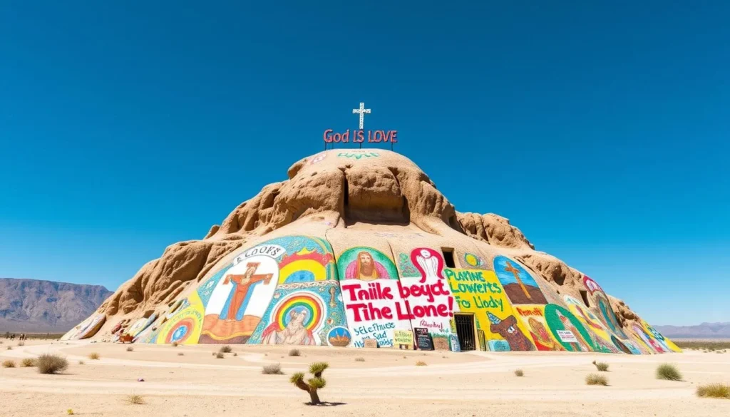 Colorful Salvation Mountain with its 'God Is Love' message Colorful Salvation Mountain with its 'God Is Love' message