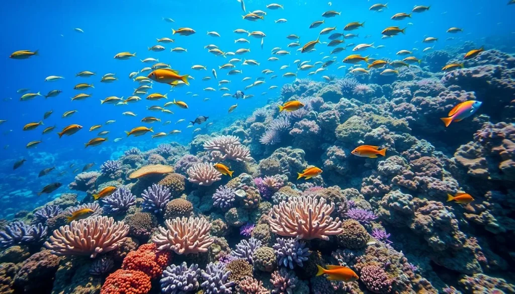 Colorful coral reef and tropical fish near Bocot Island, Philippines Colorful coral reef and tropical fish near Bocot Island, Philippines