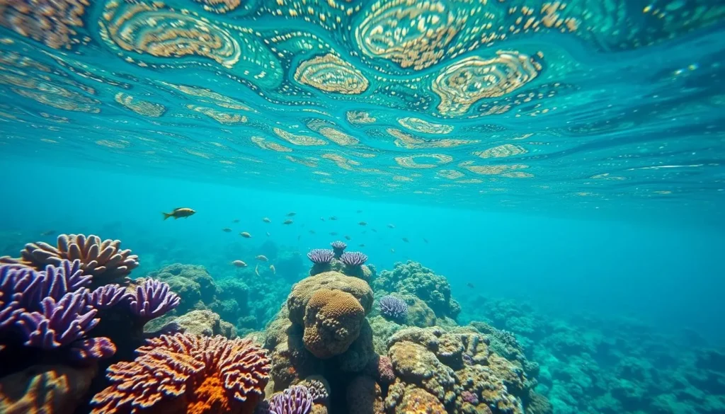 Colorful coral reef with tropical fish near Iriomote Island