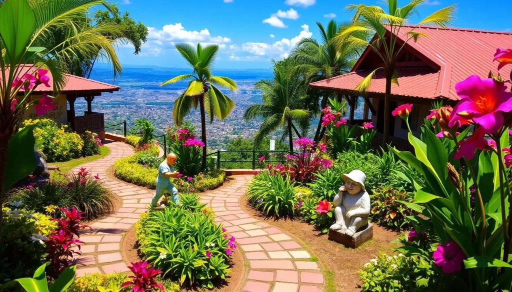 Colorful gardens and bakery at Baker's Hill with city views - a popular spot and one of the best things to do in Puerto Princesa Philippines