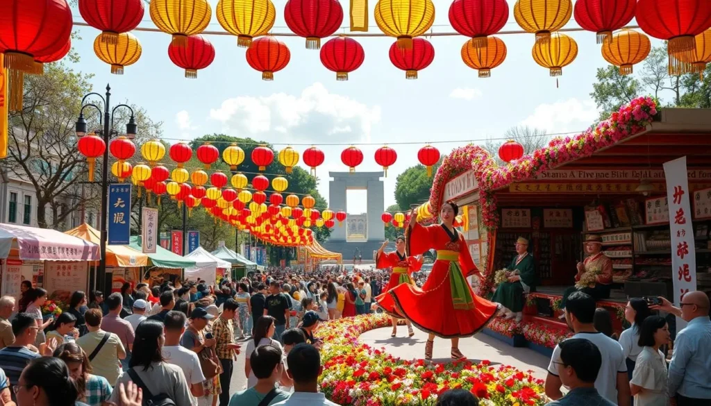 Colorful lanterns and performances at the Hiroshima Flower Festival in May Colorful lanterns and performances at the Hiroshima Flower Festival in May