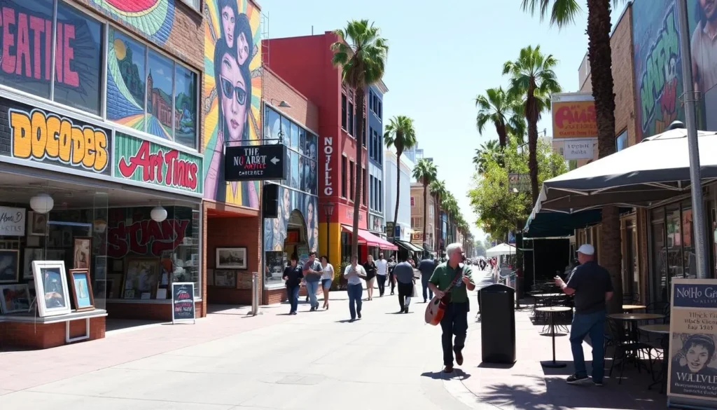 Colorful murals and art galleries in NoHo Arts District San Fernando Valley