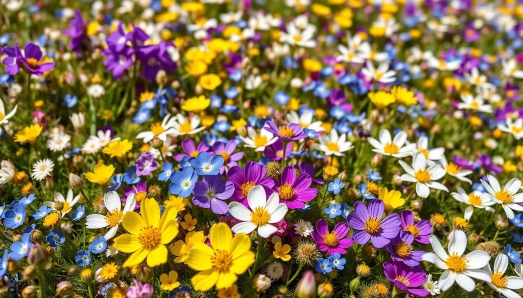 Colorful wildflowers covering Deosai Plains during summer bloom season