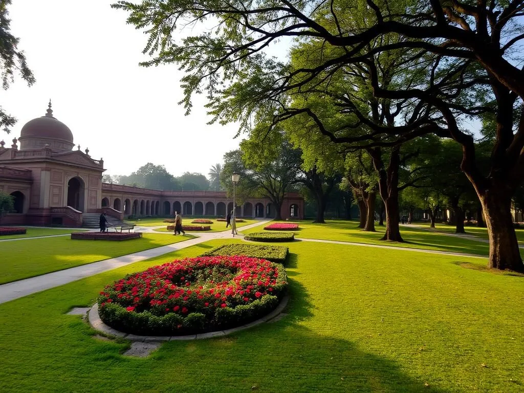 Company Bagh garden in Gujranwala with colonial-era structures