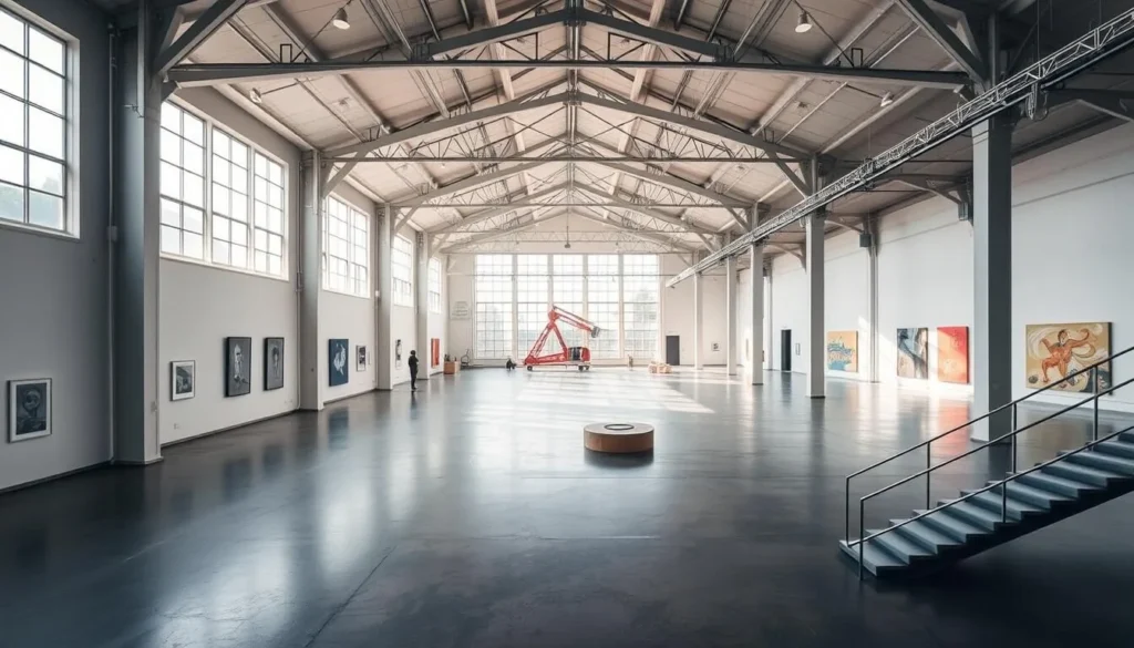 Create an image of Bomuldsfabriken Kunsthall's interior, highlighting its spacious galleries and contemporary art installations.