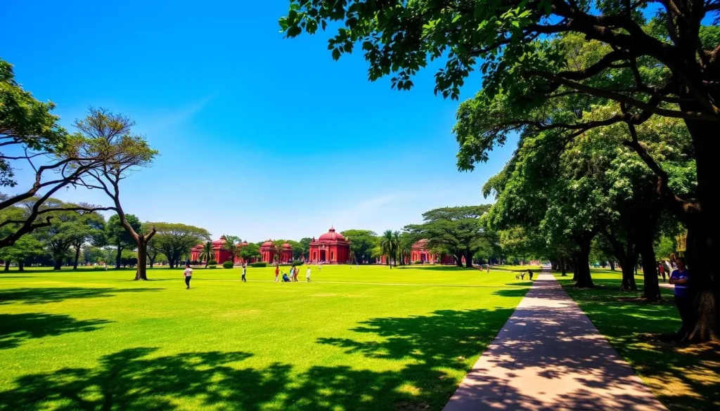 Cubbon Park with lush greenery, walking paths and historic buildings Cubbon Park with lush greenery, walking paths and historic buildings