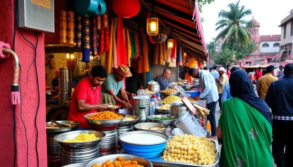 Cuttack, the vibrant city in Odisha, showcases a rich tapestry of local culinary delights. In the bustling city center, capture the energetic atmosphere of street-side vendors serving piping hot delicacies. Feast your eyes on the colorful array of regional specialties, from the aromatic Chhena Poda to the savory Dahi Bara. Stroll through the lively market squares, where the scent of spices and sizzling treats fills the air. Amidst the charming architecture and lush greenery, highlight the local flavor that makes Cuttack a true haven for food enthusiasts. Utilize natural lighting to create a warm, inviting ambiance that captures the essence of this culinary destination.