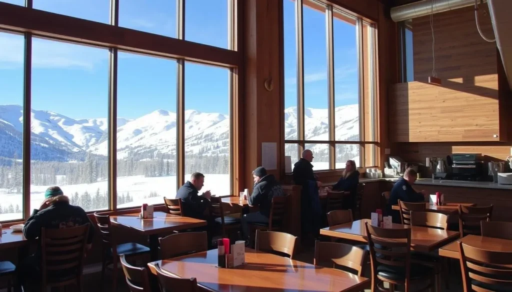 Dining area at Wolf Creek Ski Lodge with mountain views Dining area at Wolf Creek Ski Lodge with mountain views