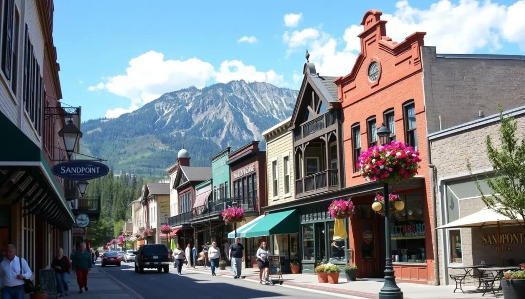 Downtown Sandpoint Idaho with shops and restaurants Downtown Sandpoint Idaho with shops and restaurants