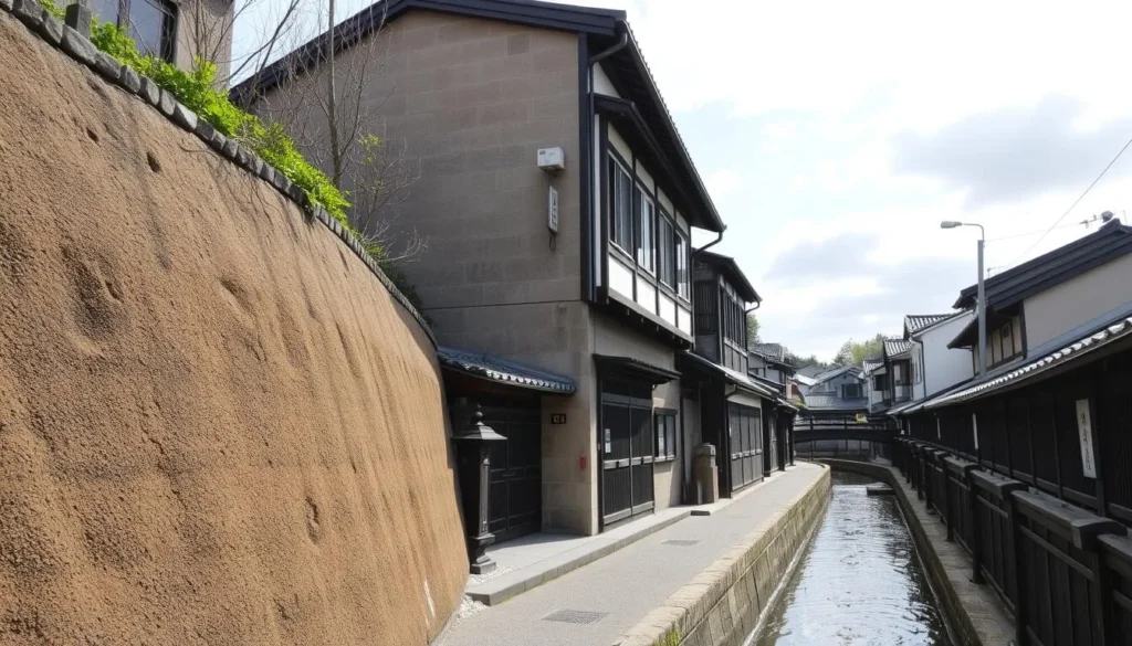Earthen walls and traditional architecture in Nagamachi Samurai District