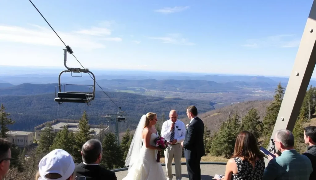 Echo Mountain wedding venue on the ski lift