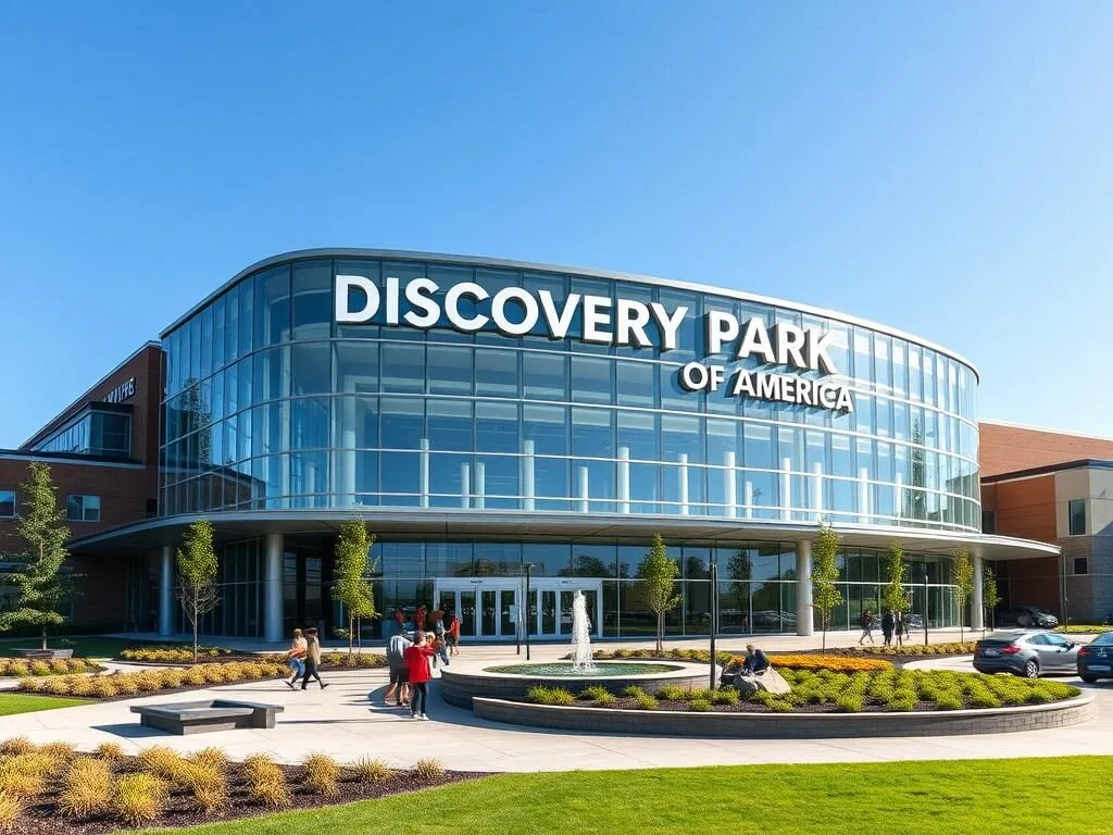 Exterior of Discovery Park of America museum complex in Union City