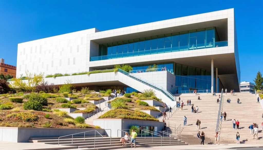 Exterior of Oakland Museum of California with modern architecture