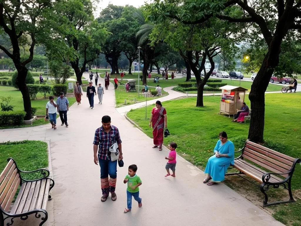 Families enjoying evening leisure time at Jamalpur Central Park