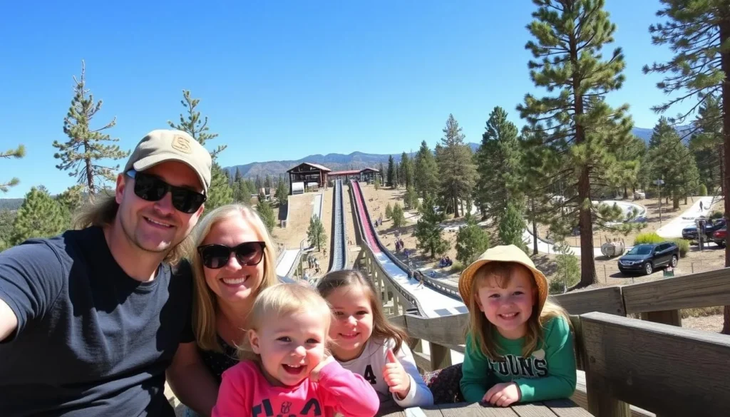 Family enjoying activities at Alpine Slide at Magic Mountain near Big Bear (East Shore), California: Best Things to Do - Top Picks