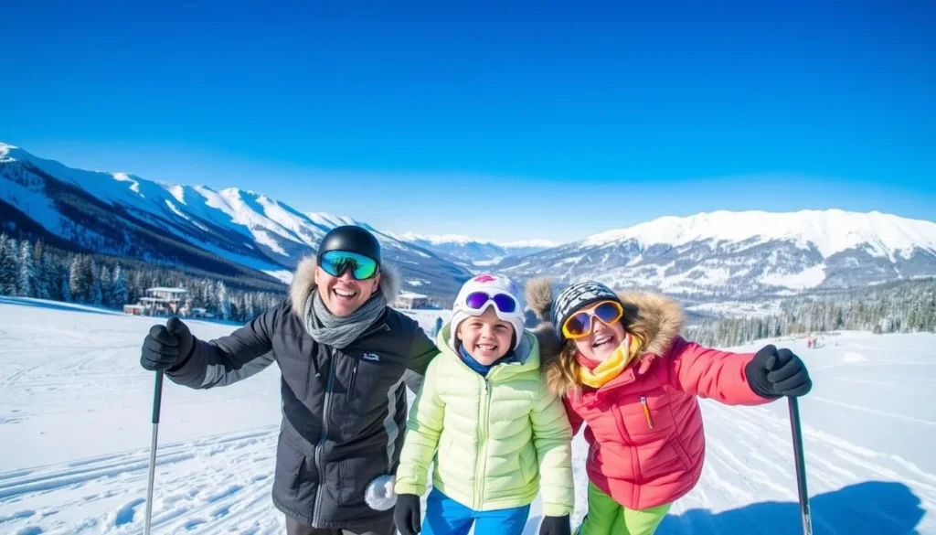 Family skiing at Sunshine Village
