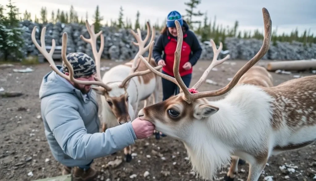 Feeding reindeer in Espoo with Sea & Mountain Adventures