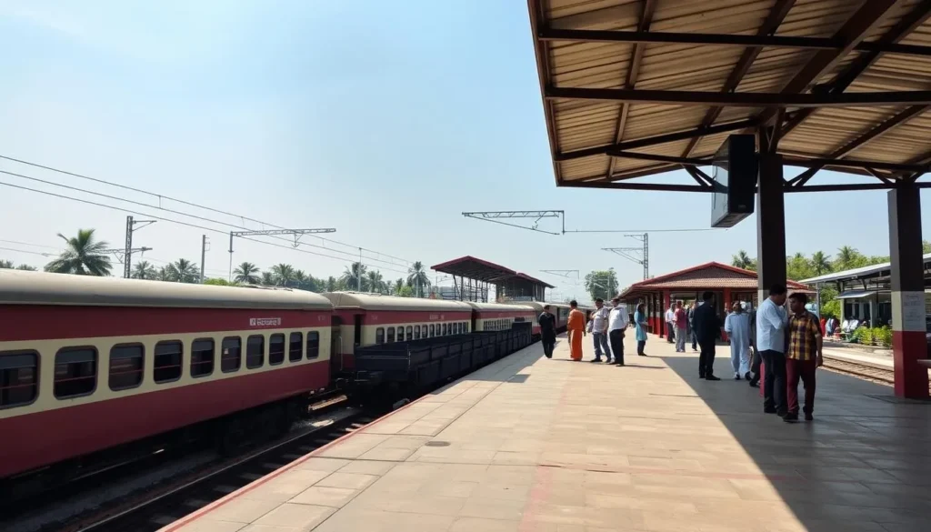 Feni Railway Station with trains and passengers
