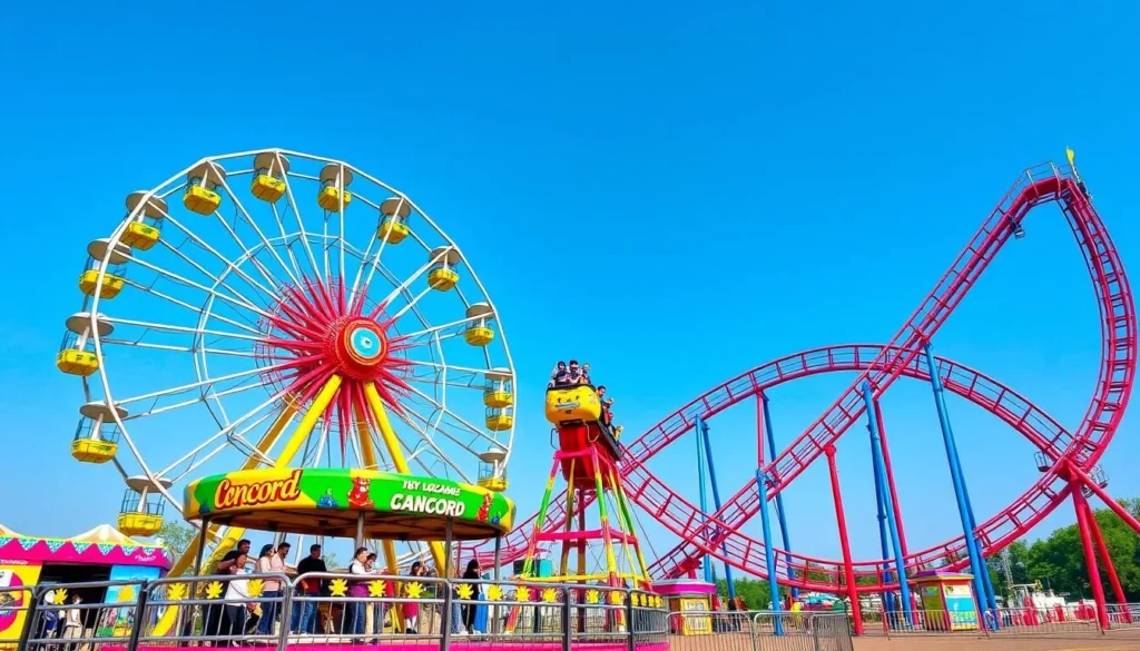 Ferris wheel and roller coaster at Foy's Lake Concord Amusement World in Bangladesh