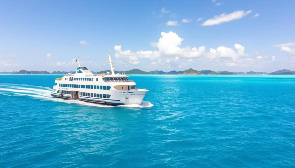 Ferry departing from Ishigaki Port heading to other Yaeyama Islands Ferry departing from Ishigaki Port heading to other Yaeyama Islands