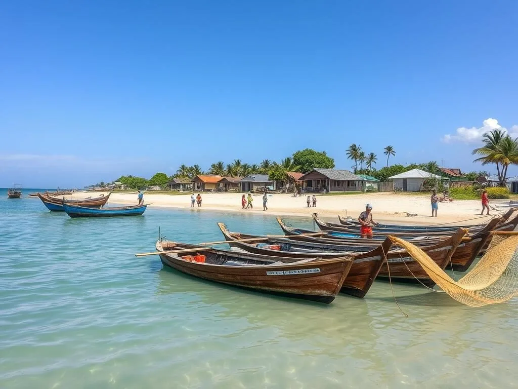 Fishing village on Hilantagaan Island with traditional boats Fishing village on Hilantagaan Island with traditional boats