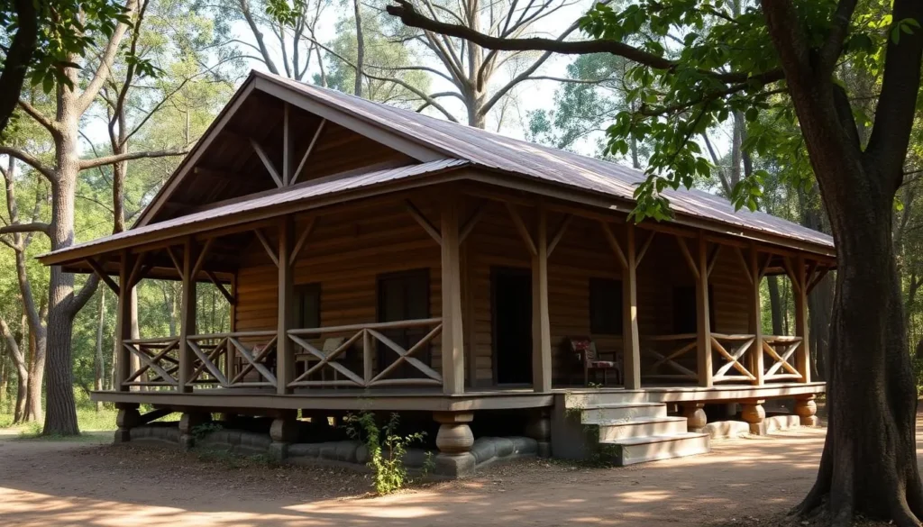 Forest rest house inside Kadigarh National Park, Bangladesh with traditional architecture
