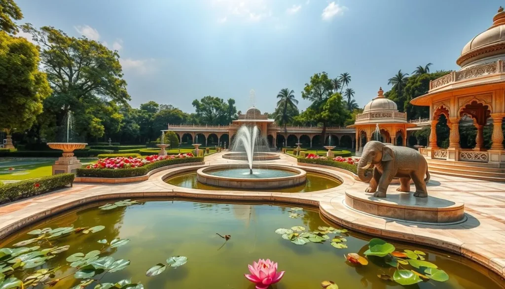Fountains and gardens at Saheliyon Ki Bari, a serene spot to visit among the best things to do in Udaipur Rajasthan
