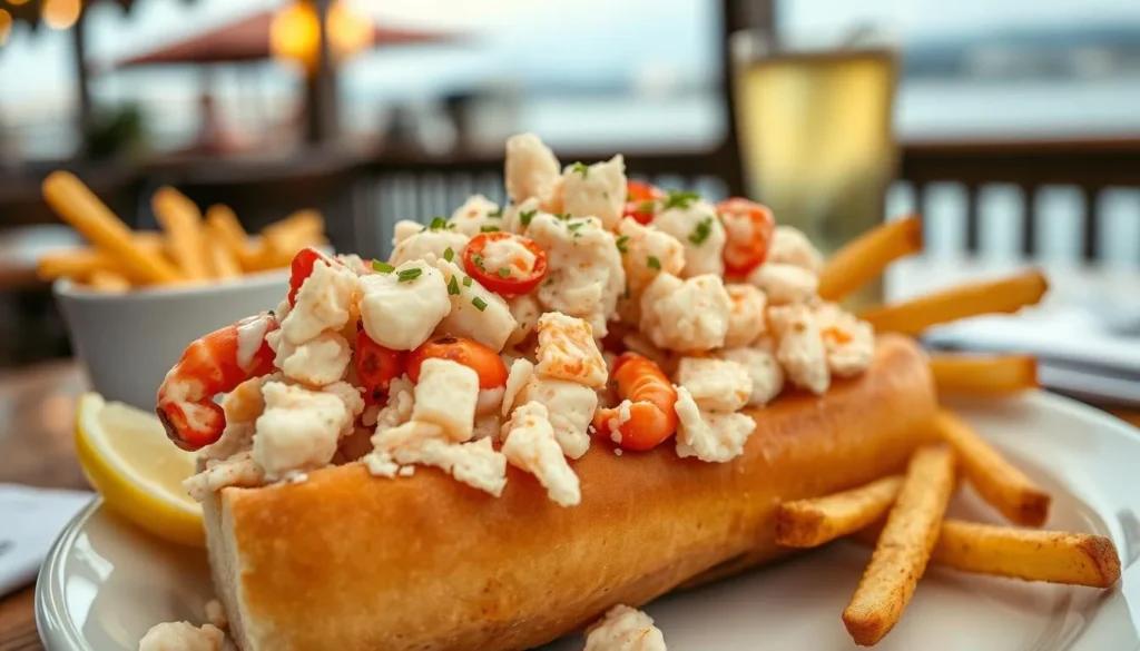 Fresh Maine lobster roll served at a Kennebunk restaurant