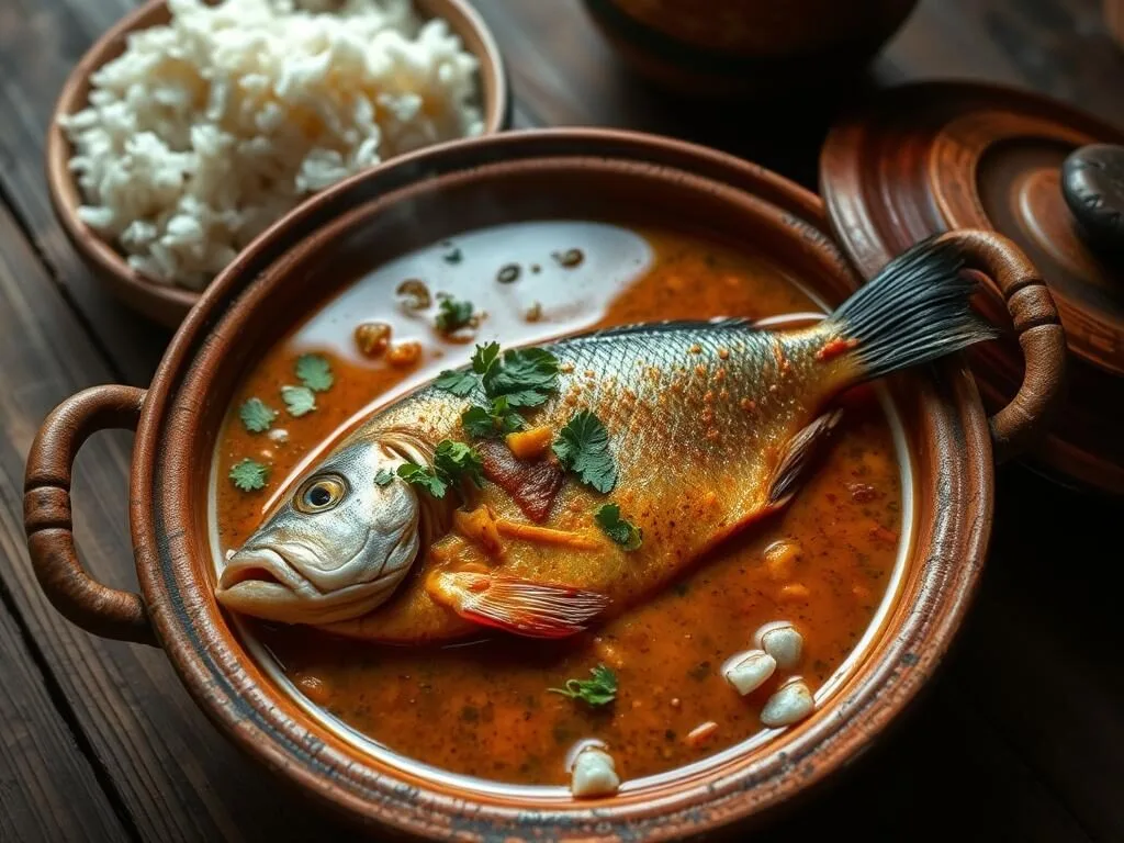 Fresh fish curry prepared with catch from Indrasarovar Lake