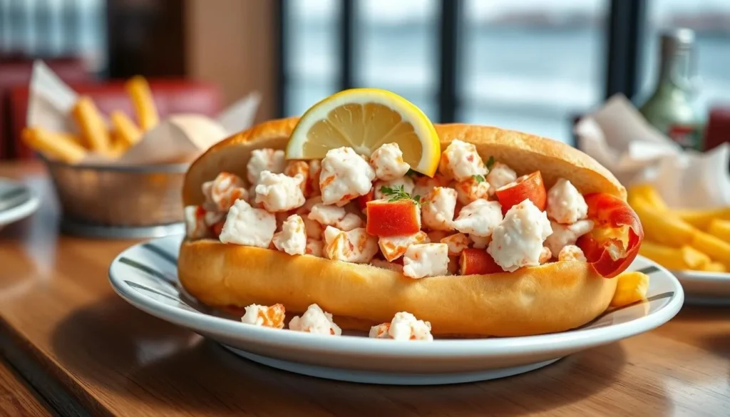 Fresh lobster roll served at a Cape Cod seafood restaurant, a must-try Cape Cod, Massachusetts things to do culinary experience Fresh lobster roll served at a Cape Cod seafood restaurant, a must-try Cape Cod, Massachusetts things to do culinary experience