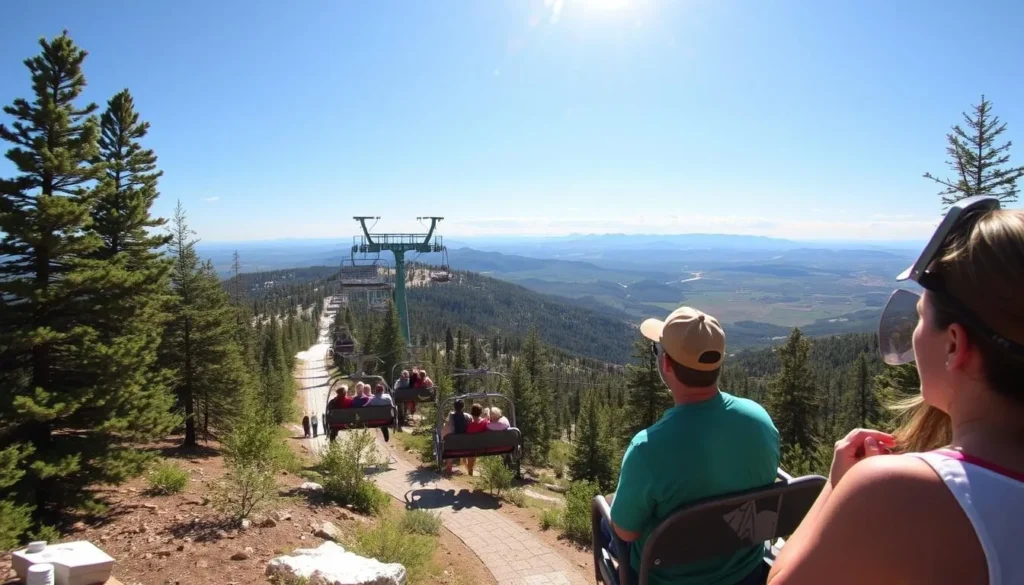 Generate an image of Arizona Snowbowl during a scenic chairlift ride in summer.