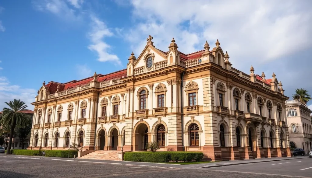 Generate an image of Astoreca Palace in Iquique, Chile, showcasing its Georgian style architecture.