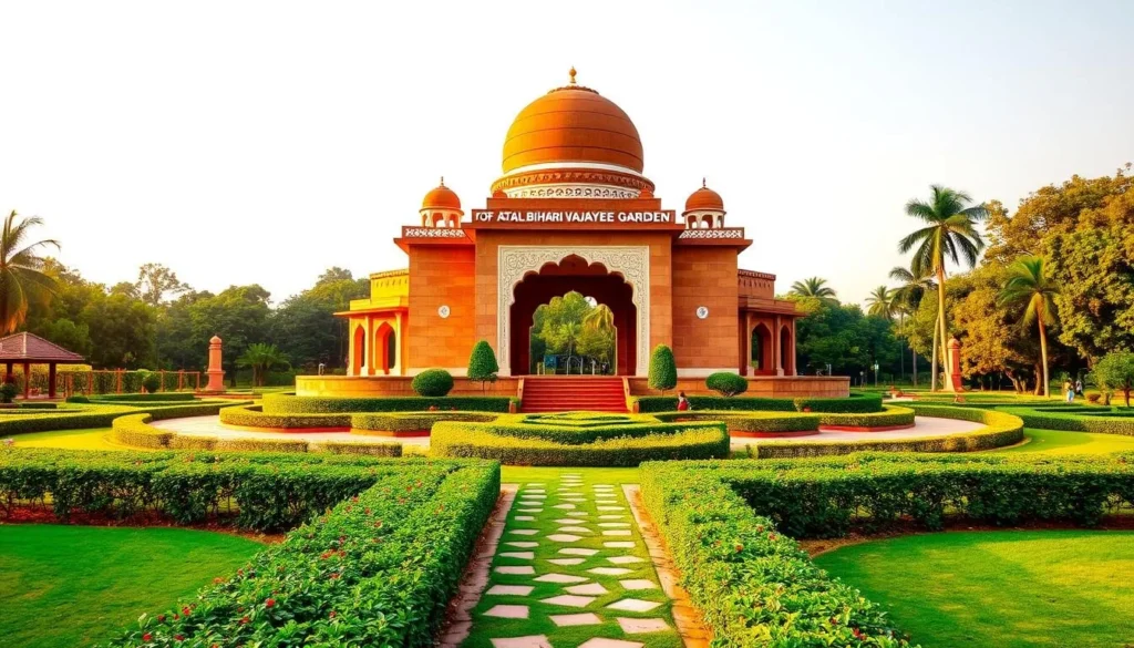 Generate an image of Atal Bihari Vajpayee Garden with its beautiful landscapes and walking paths.