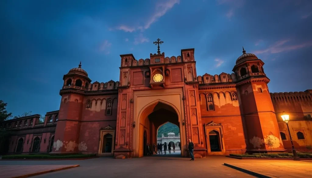 Generate an image of Bahadurgarh Fort's majestic entrance