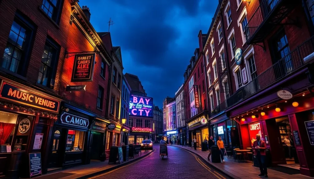 Generate an image of Camden's iconic music venues