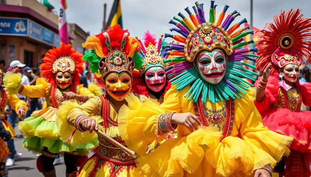 Generate an image of Carnaval de Oruro's vibrant parade