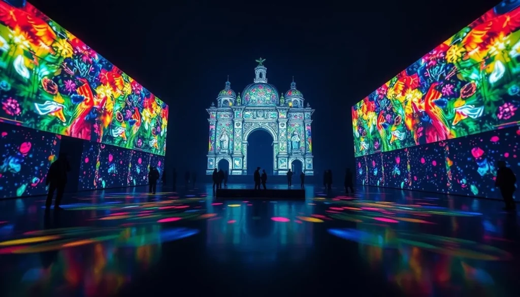 Generate an image of Carrières de Lumières with a multimedia show.