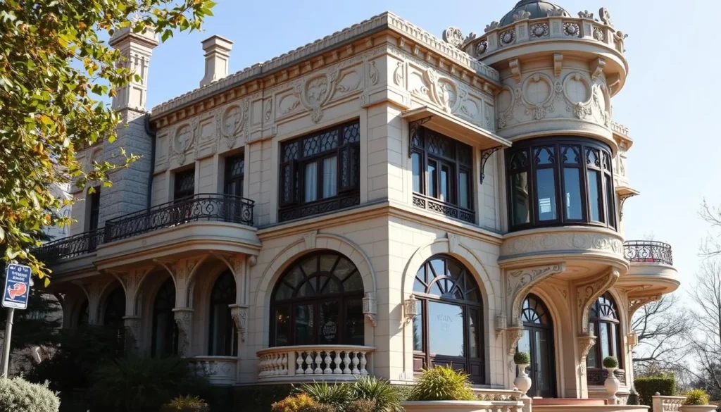 Generate an image of Chaim Frenkel Villa, showcasing its Art Nouveau style.