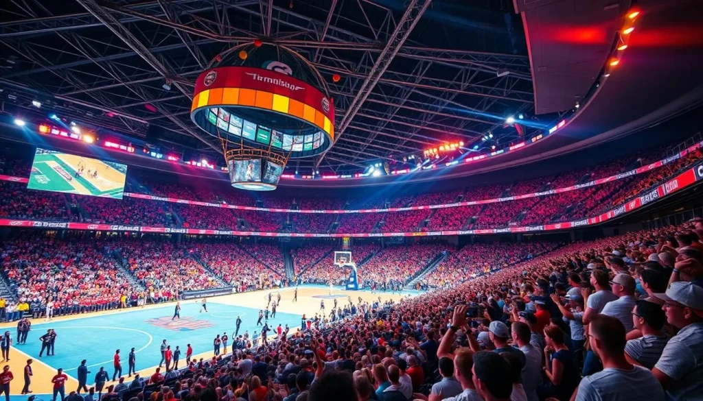 Generate an image of Cido Arena's interior during a sports event