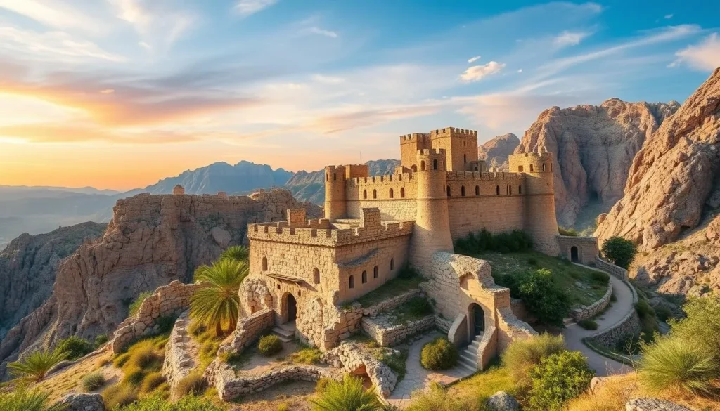 Generate an image of Dar Al-Hajar Stone Castle in Yemen