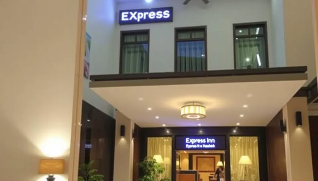 Generate an image of Express Inn Nashik's exterior or lobby. Generate an image of Express Inn Nashik's exterior or lobby.