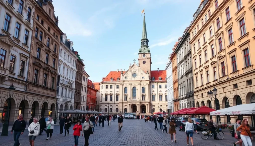 Generate an image of Havlíčkovo Square with the Town Hall in the center.